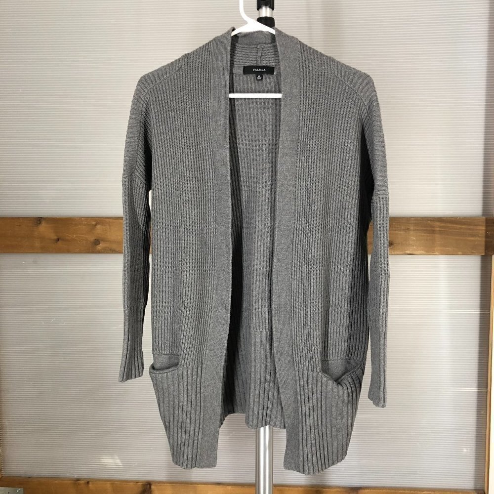 ARITZIA Talula Angora Cashmere Blend Grey Open Knit Cardigan Sz XS